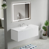 Dowell 48" Wall-Mounted/Floating Fluted Bathroom Vanity with Single/Double Basin – Three Soft-Close Doors - 032 48 Series